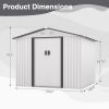 8' x 8' Outdoor Metal Shed With Double Sliding Doors & 4 Vents