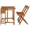 Solid Acacia Wood Balcony Dining Set: Planter Table & 2 Bistro Chairs