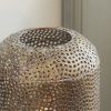 Modern Gold Pierced Metal Round Floor Lantern (12" x 32")
