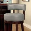 Sherly Set of 2 Bar stool 30" Swivel Stool Dark Oak Solid wood Dark Gray Leatherette Chairs Dining Room
