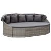 Rattan Outdoor Lounge Bed With Canopy & Cushions