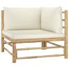 12 Piece Bamboo Lounging Set With Cream Cushions