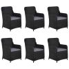 7 Piece Black Outdoor Garden Dining Set