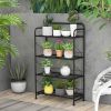 Adjustable 4-Tier Folding Plant Stand With Shelves