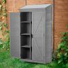 Outdoor Storage Cabinet With Metal Top 68-inch Wood Garden Shed For Yard & Patio
