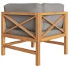 Corner Sofas 2 pcs with Dark Gray Cushions Solid Teak Wood