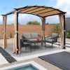 Patio Pergola 9 x 11ft Arched Gazebo with Waterproof Sun Shade Shelter Awning Steel Frame Grape Gazebo for Garden Backyard