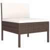 10 Piece Brown Rattan Garden Lounge Set With Cushions