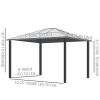 10'x12' Hardtop Polycarbonate Roof Gazebo With Netting & Curtains