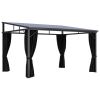 Anthracite Outdoor Garden Gazebo With Curtains