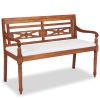 4 Piece Patio Lounge Set with Cushions Solid Teak Wood