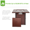 28" 50000 BTU Outdoor Propane Gas Fire Pits Table, Square Brown Texture Outdside Patio Firepits Fireplace Dinning Coffee Tables with Lid & Lava Rock