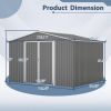 10 x 8 Ft Grey Metal Outdoor Storage Shed With Lockable Doors
