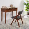 Upholstered folding Dining chair, space saving, easy to carry, Dining Room,No assembly required,2-Pack-Grey+Cherry