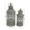 Set Of 2 Black Metal Candle Lanterns Featuring Intricate Scroll Designs
