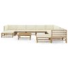 11 Piece Bamboo Lounge Set With Cream Cushions
