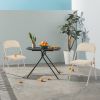 Folding Chair 2 Pack, Leather Padded Folding Chairs, Sturdy Metal Foldable Chairs, for Home, Office, Party, khaki 4 Pack