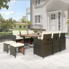 11-Piece Wicker Outdoor Dining Table Set With Cushions