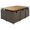 11-Piece Wicker Outdoor Dining Table Set With Cushions