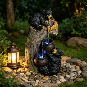Bear Outdoor Water Fountain With LED Lights Cascading Fountains Outdoor For Patio Yard Balcony 23.62inch Garden Fountains Outdoor And Outdoor Water Fo