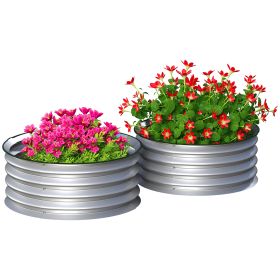 2-Pack Metal Raised Garden Beds - 2'x2'x1' Silver Outdoor Planter Boxes