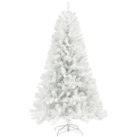 HOMCOM 9ft Tall Artificial Christmas Tree, Unlit Xmas Tree With 2132 Branch Tips, Auto Open, Steel Base, Holiday Decor For Home Office, White