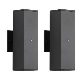 Outdoor Wall Light Fixture,Exterior Lighting Fixtures,Dusk To Dawn Modern Sconce Lights For Porch Patio Garage Front Door  Black,Square,with Sensor,2P