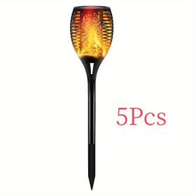 5-Pack Solar Flame Torch Lights – Waterproof Outdoor Pathway Landscape Lighting