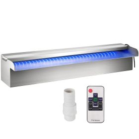 Pool Fountain Stainless Steel Pool Waterfall 11.8inch X 4.5inch X 3.1inch W X D X H With LED Strip Light Waterfall Spillway With Pipe Connector Rectan