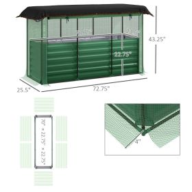 Outsunny Galvanized Steel Planter Box With Crop Cage And Shade Cloth, Raised Garden Bed For Flowers, Veggies And Herbs, Green