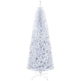 7 FT Artificial Christmas Tree Pencil Xmas Tree with Stand, 818 Tips, Holiday Home Indoor Decoration for Party, White