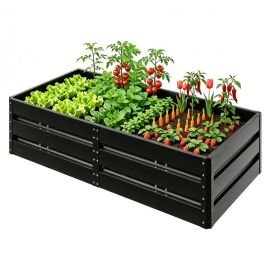 Outdoor Metal Raised Garden Bed With 6 Support Poles,Large Deep Root Box Planter For Vegetables Flowers Herbs,207 Gallon, 6.3x3.1x1.5ft