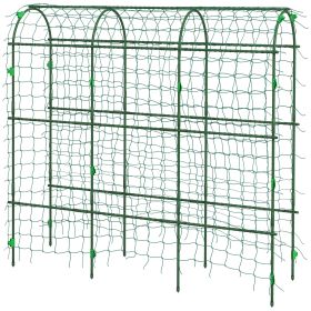 Metal Garden Trellis, Arch Trellis for Climbing Plants Outdoor, A-Frame, with Climbing Net, 17" x 72" x 72", Green
