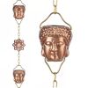 8.5 Ft. Buddha Head Cups & Ohm Ornaments Copper Rain Chain Gutter Downspout