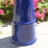 Blue Ceramic Birdbath With 1/2 Gallon Water Basin & Bird Branch Leaf Detailing