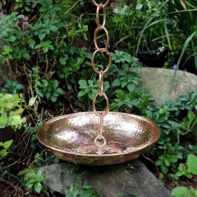 Hand Hammered Copper Polished Rain Chain Basin-16.5-inch Diameter