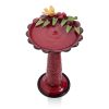 Red Metal Outdoor Garden Patio Birdbath With Decorative Bird Leaf Figurines