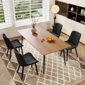 Set Of 4 Modern PU Leather Dining Chairs With Thick Cushions & Metal Legs, Armless Faux Leather Side Chairs For Kitchen, Dining Room (Option: Black)