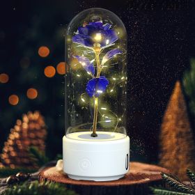 2-in-1 Rose LED Light & Bluetooth Speaker (Option: White Base Purple Flower)