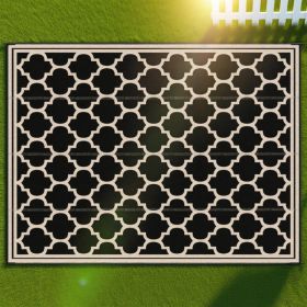 Reversible Polypropylene Outdoor Rug Folding, Durable, Perfect  With Four Straps  Waterproof Outdoor For Camping, Deck & Beach Black (Option: beige)