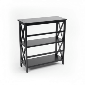 Three-tier Open Storage  The 3 Large Shelves Provide Ample Space, Which Can Be Used To Store Books, Media, Decorations Or Office Supplies, Maximizing (Option: Black)
