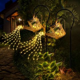 Solar Powered Watering Can Light: Metal Outdoor Garden Art For Yard & Lawn Decor (Option: 2pcs)