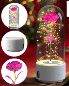 2-in-1 Rose LED Light & Bluetooth Speaker (Option: White Base Color Flower)