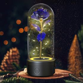 2-in-1 Rose LED Light & Bluetooth Speaker (Option: Black Base Purple Flower)