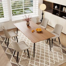 Set Of 4 Modern PU Leather Dining Chairs With Thick Cushions & Metal Legs, Armless Faux Leather Side Chairs For Kitchen, Dining Room (Option: Cream)