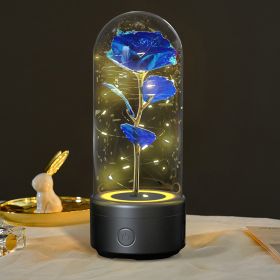 2-in-1 Rose LED Light & Bluetooth Speaker (Option: Black Base Blue Flower)