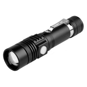 Telescopic Zoom USB Rechargeable T6 Strong Flashlight LED Outdoor Lighting (Color: )
