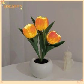 Tulip Lamp - LED Replica Tulip Table Lamp With Flower Vase For Desktop Decoration,Suitable For Home,living Room,desktop Decoration,holiday Gifts,atmos (Option: Orange)
