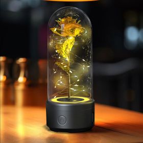 2-in-1 Rose LED Light & Bluetooth Speaker (Option: Black Base Gold Flower)