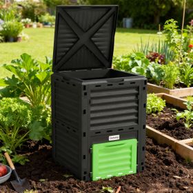 Garden Compost Bin 80 Gallon Outdoor Large Capacity Composter Fast Create Fertile Soil Aerating Box, Green (Option: GREEN)